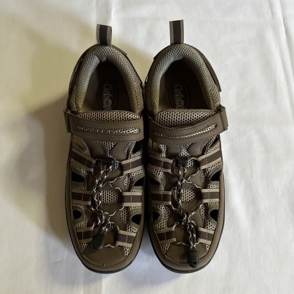 Orthofeet Sandal Clearwater Two-way Strap Mens 12 Wide 2E Brown Leather Comfort